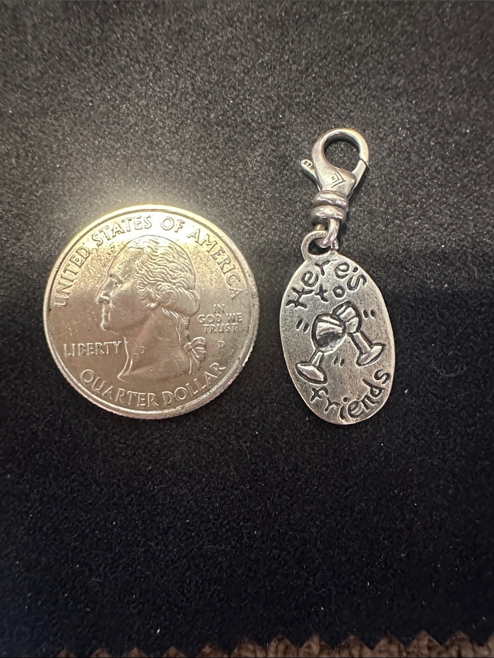 Silpada Silver 'Here's to Friends' Oval Toasting Charm